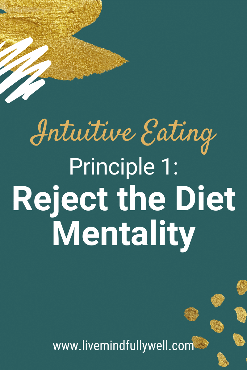 Image reads: Intuitive Eating Principle 1: Reject the Diet Mentality